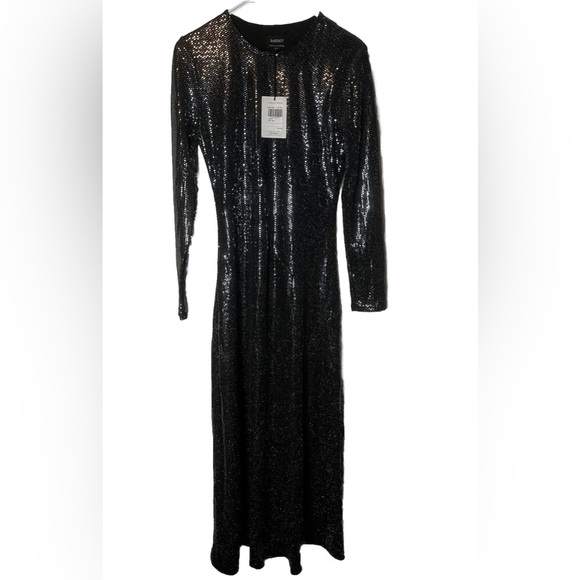 NWT Bardot Mirror Sequin-Embellished Sequins
Column Long Sleeve Silver Dress M - Picture 4 of 7